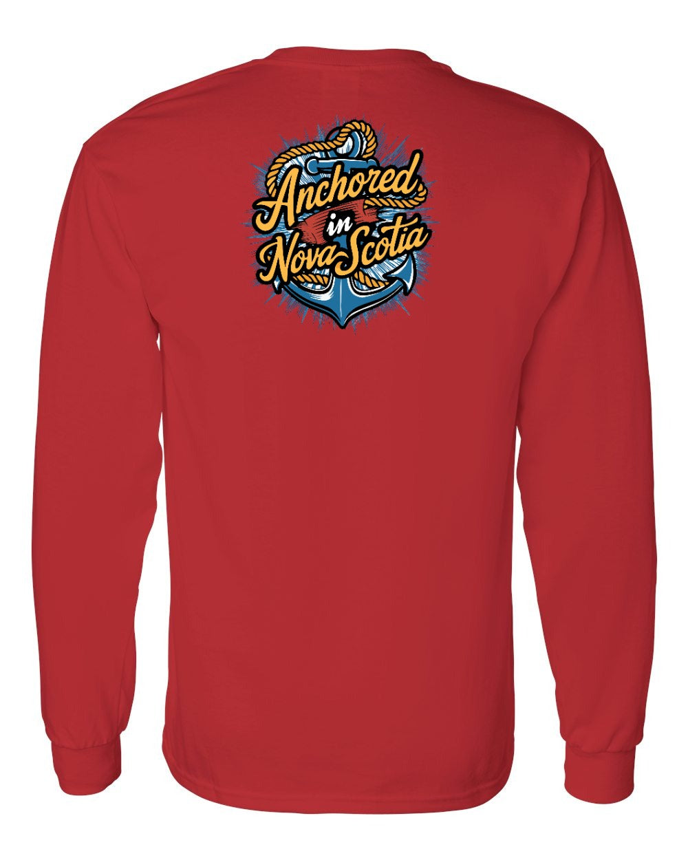 Anchored In Nova Scotia (Old Design) Left Chest and Back Long Sleeve Tee