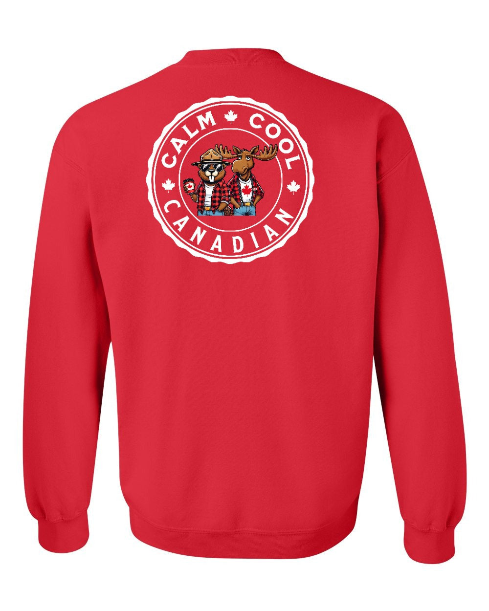 Calm Cool Moose and Beaver Left Chest and Back Crewneck