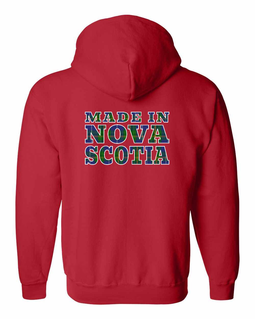 Made In Nova Scotia ( Tartan Lettering) Left Chest and Back zip-hoodie