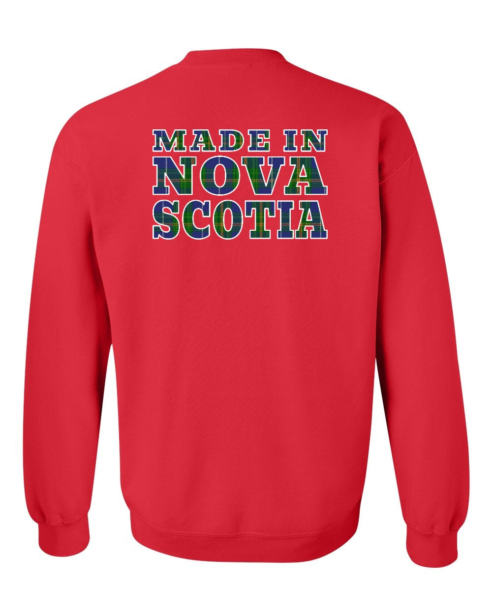 Made In Nova Scotia ( Tartan Lettering) Left Chest and Back crew-neck