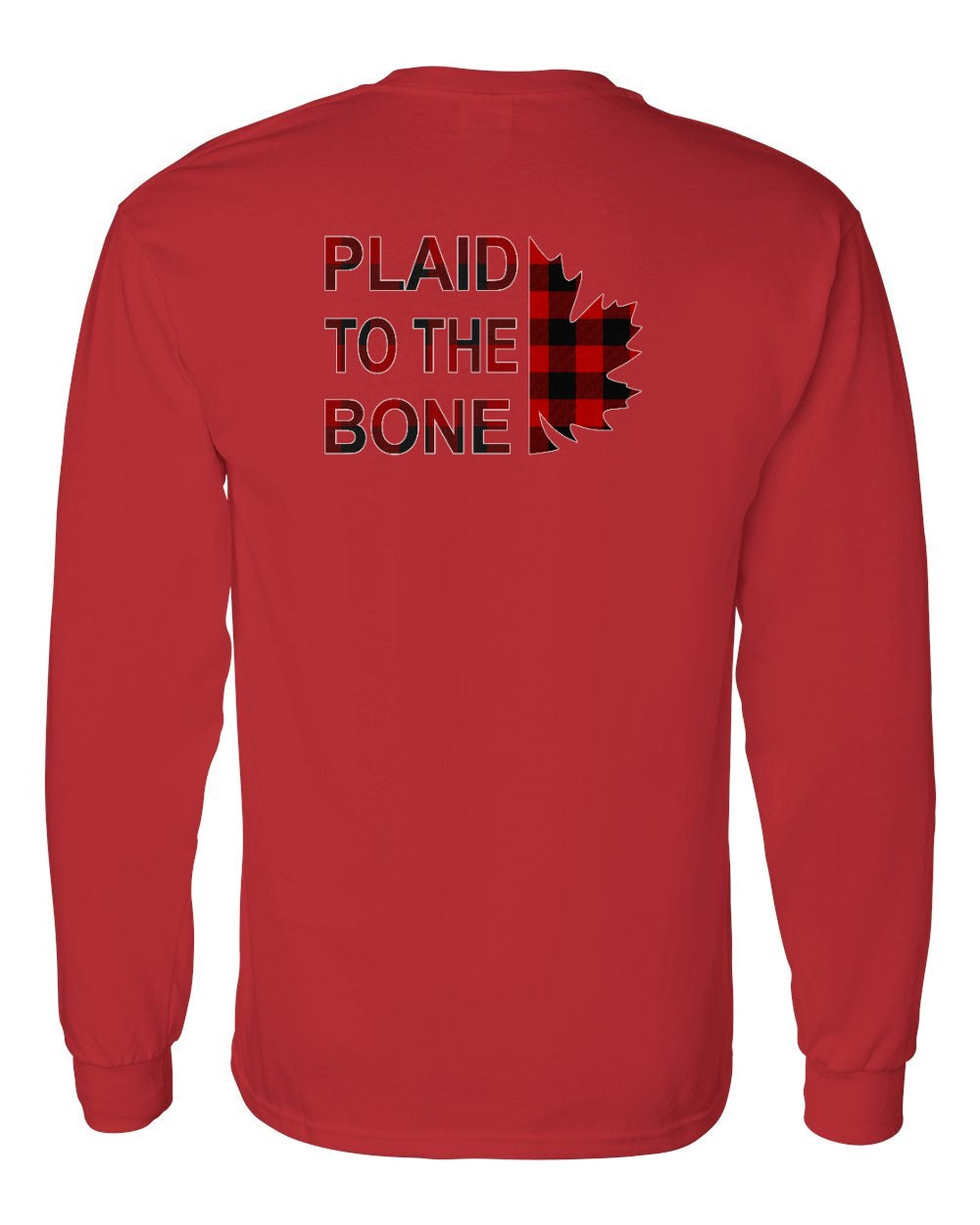 Plaid to the Bone Stacked Leaf Left Chest and Back Long Sleeve