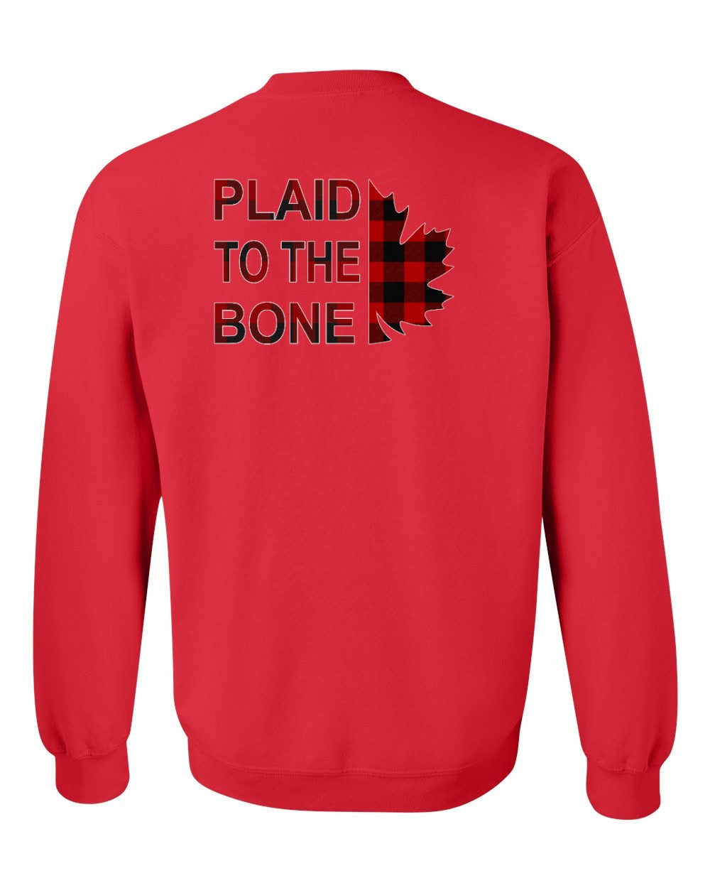 Plaid to the Bone Stacked Leaf Left Chest and Back Crewneck