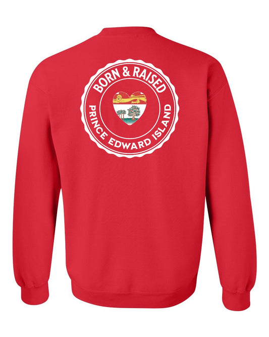 Born and Raised PEI Heart Left Chest & Back Crewneck Sweatshirt