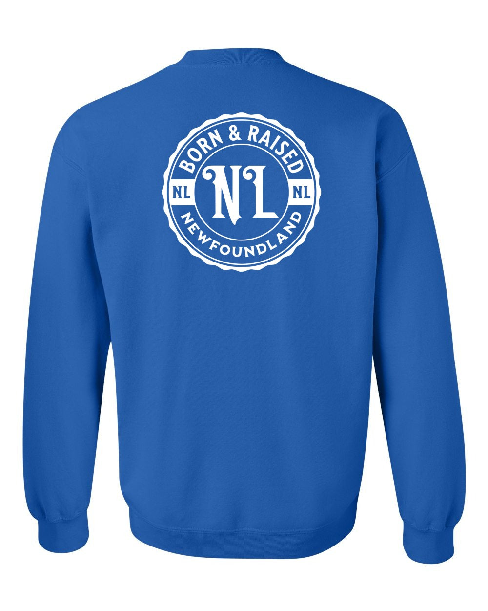 Born & Raised Newfoundland Left Chest and Back Crewneck Sweatshirt