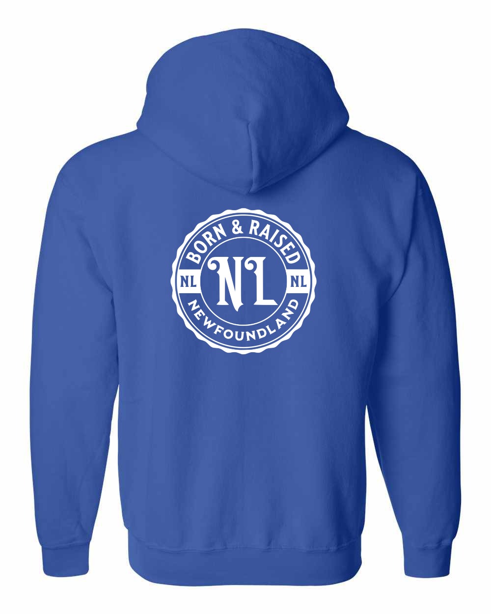 Born & Raised Newfoundland Left Chest And Back Zip Hoodie