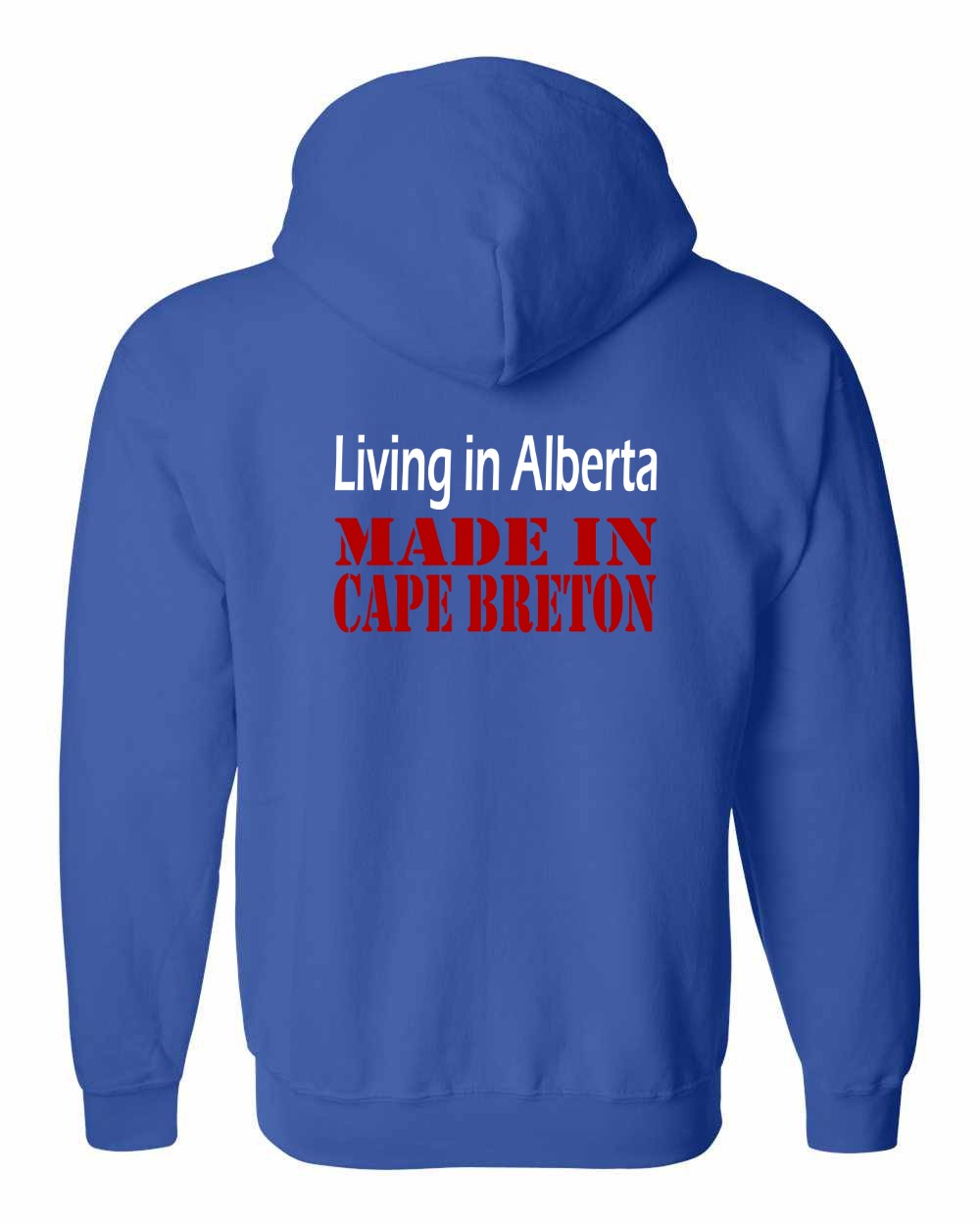 Living Alberta Made in Cape Breton Left Chest and Back Zip Hoodie