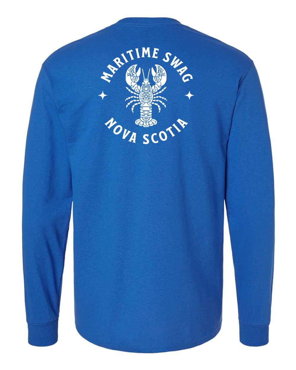 Maritime Swag Nova Scotia Mandala white Lobster Left Chest and Back Long Sleeve Tee