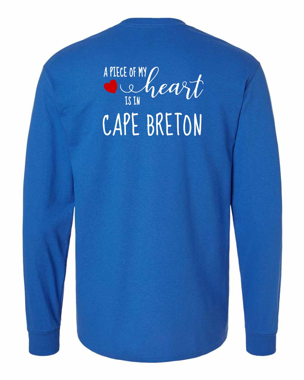 A piece of My heart in Cape Breton (Red Heart) Left Chest and Back Long Sleeve Tee