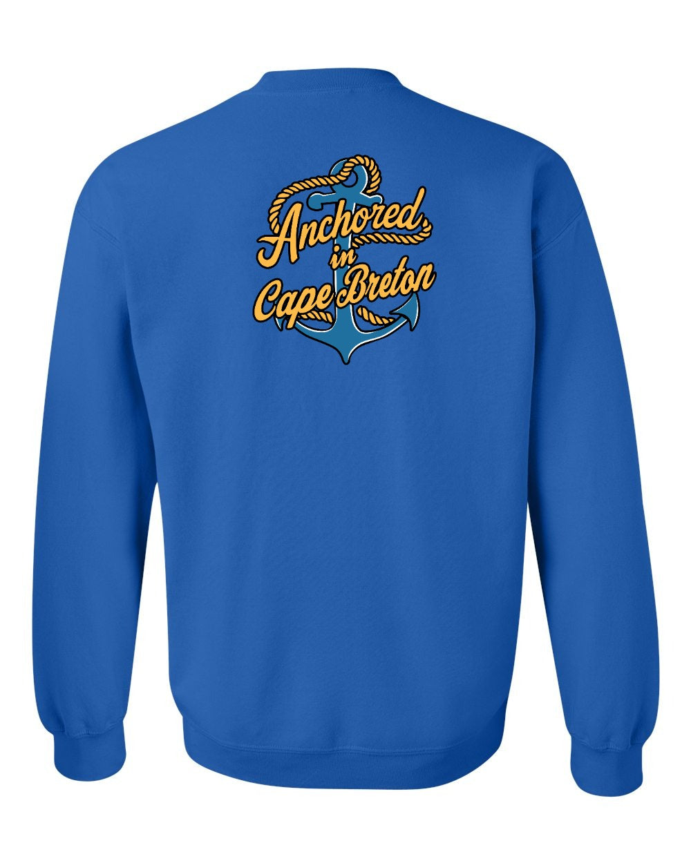 Anchored in Cape Breton (New Design) Left Chest and Back Crewneck Sweatshirt