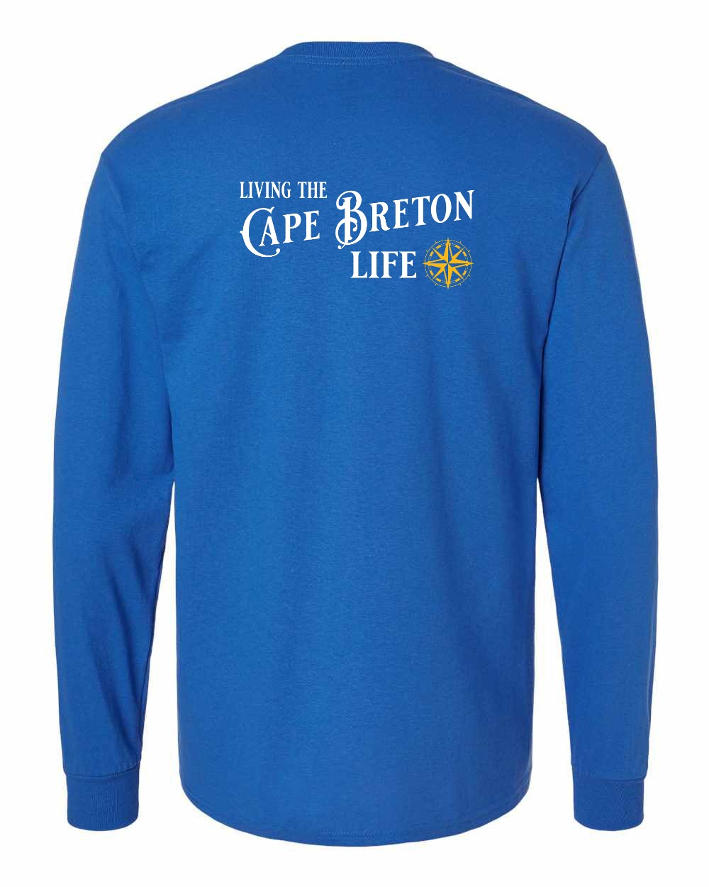 Living the Cape Breton Life yellow Left Chest and Back Long Sleeve Tee