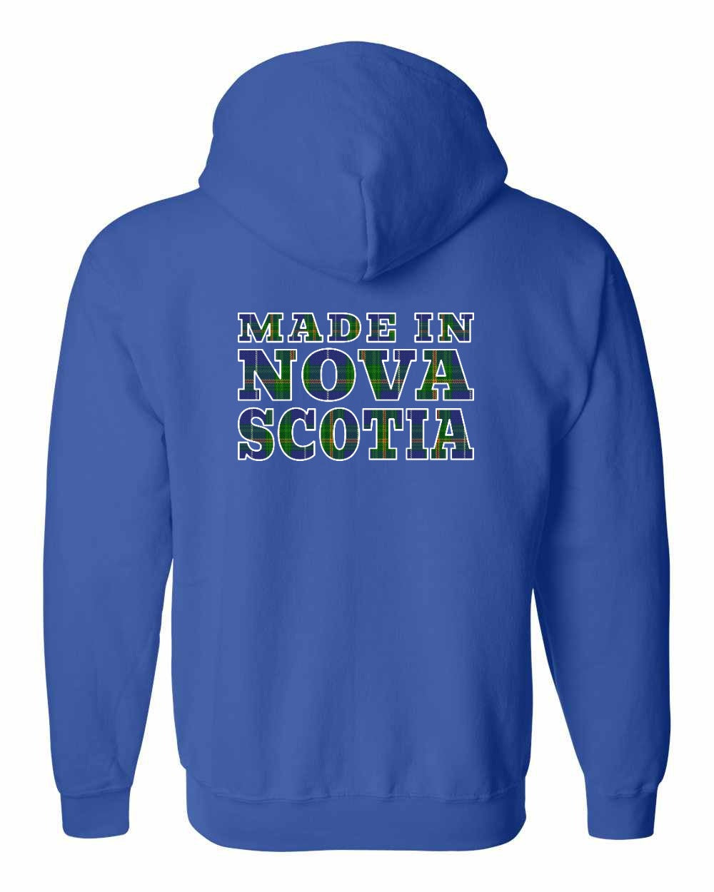 Made In Nova Scotia ( Tartan Lettering) Left Chest and Back zip-hoodie