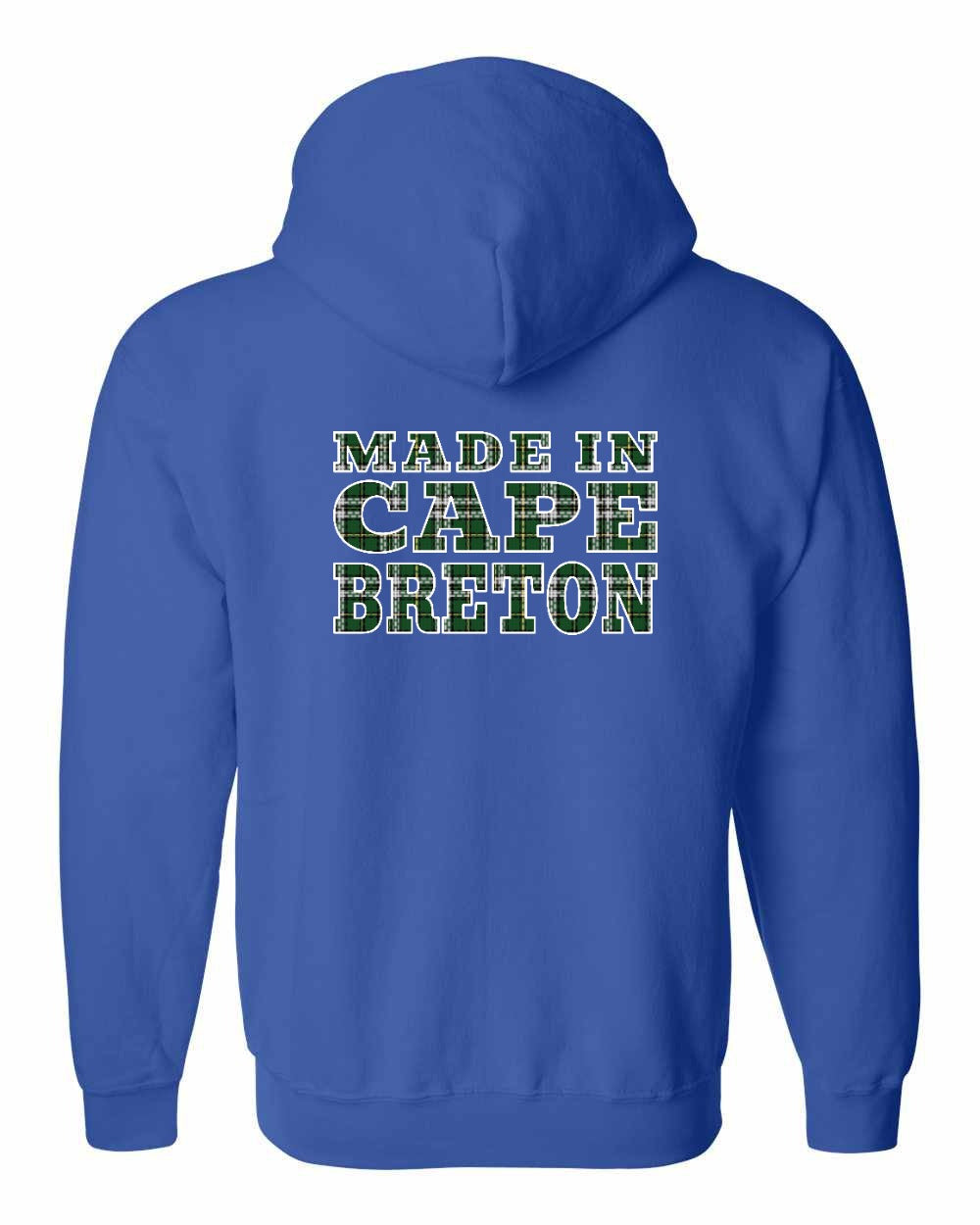 Made In Cape Breton Tartan Left Chest and Back Zip Hoodie