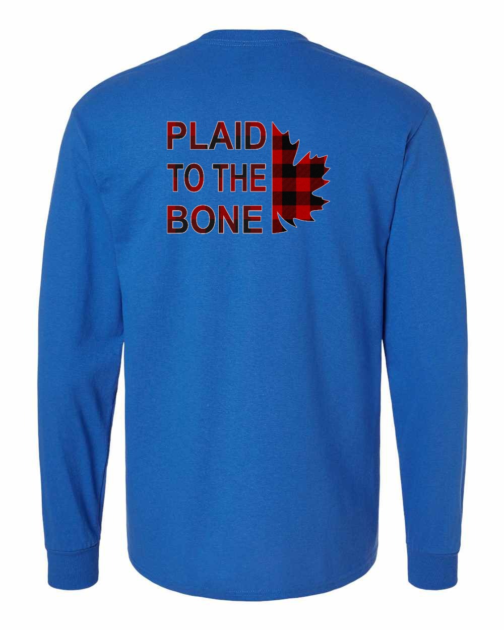 Plaid to the Bone Stacked Leaf Left Chest and Back Long Sleeve - Gildan Canada (sewn Internationally)