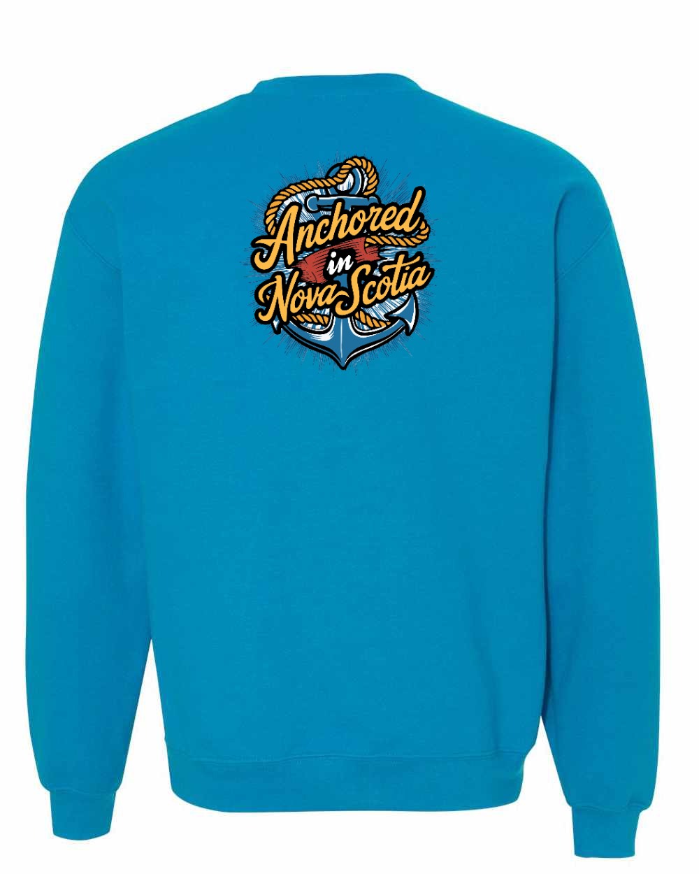 Anchored In Nova Scotia (Old Design) Left Chest and Back crew-neck