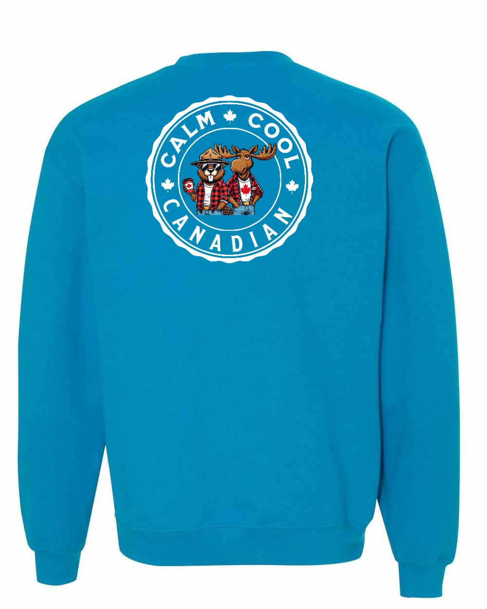 Calm Cool Moose and Beaver Left Chest and Back Crewneck