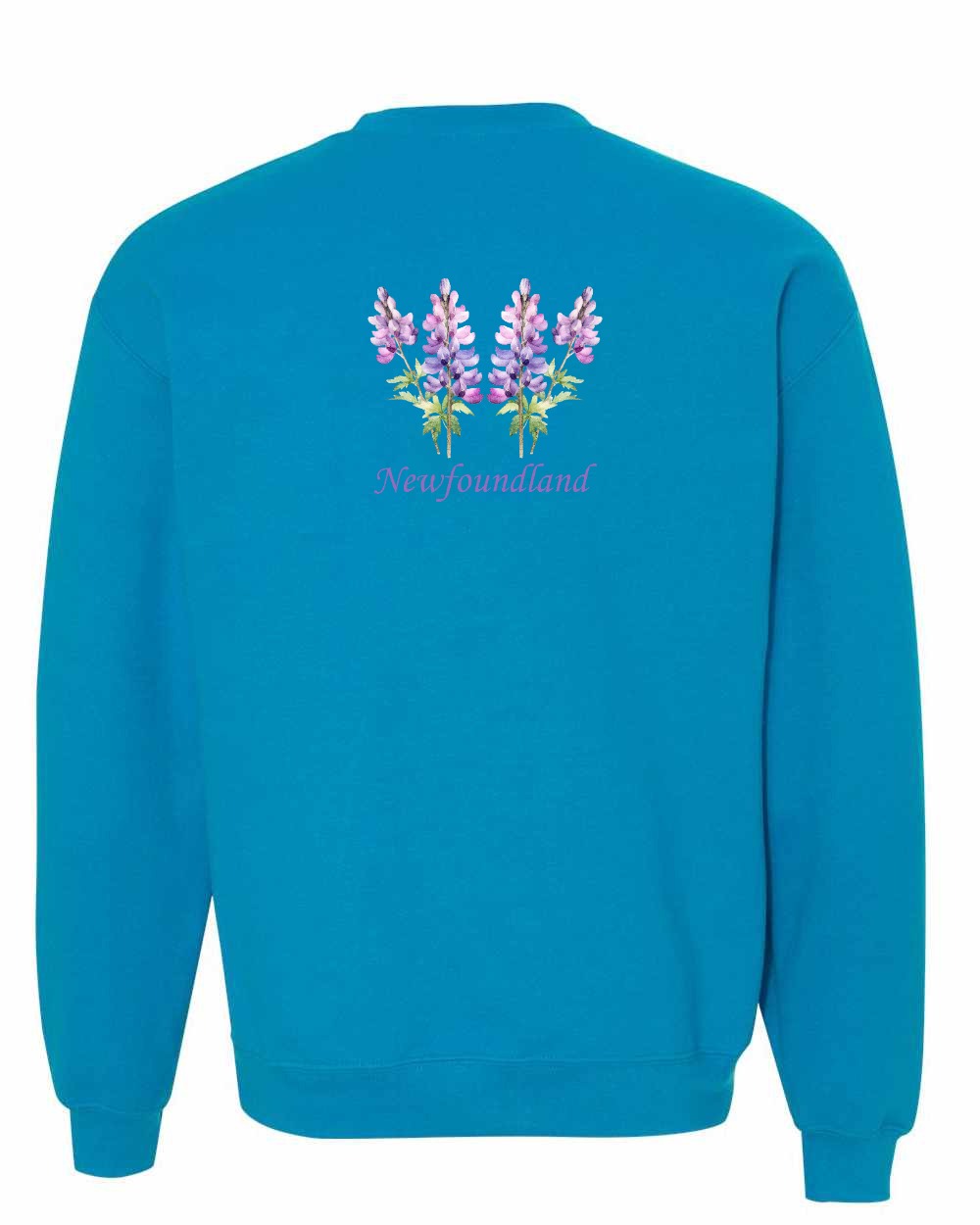 Newfoundland Lupins Left Chest and Back Crewneck Sweatshirt