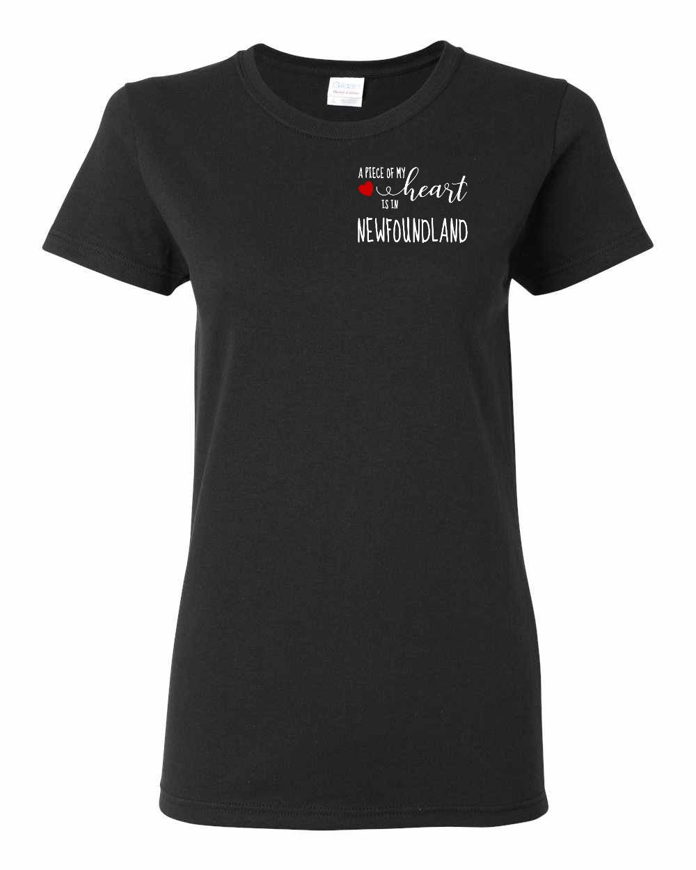 A piece of My heart in Newfoundland (Red Heart) Left Chest and Back Women's Tee