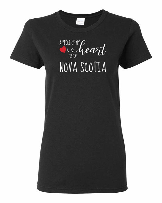 A piece of My heart in Nova Scotia (Red Heart) Full womens-tee
