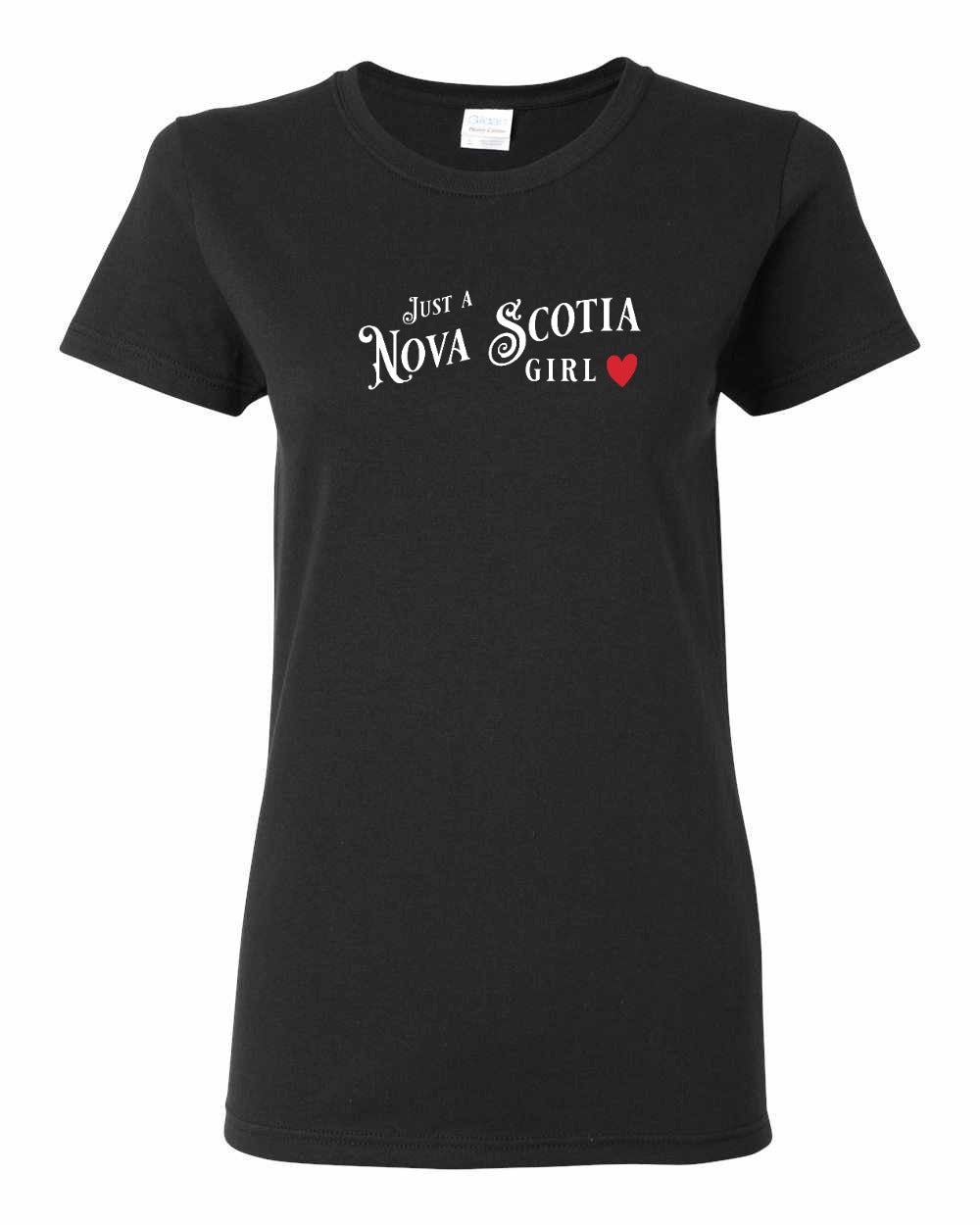 Just a Nova Scotia Girl Red Heart Full womens-tee