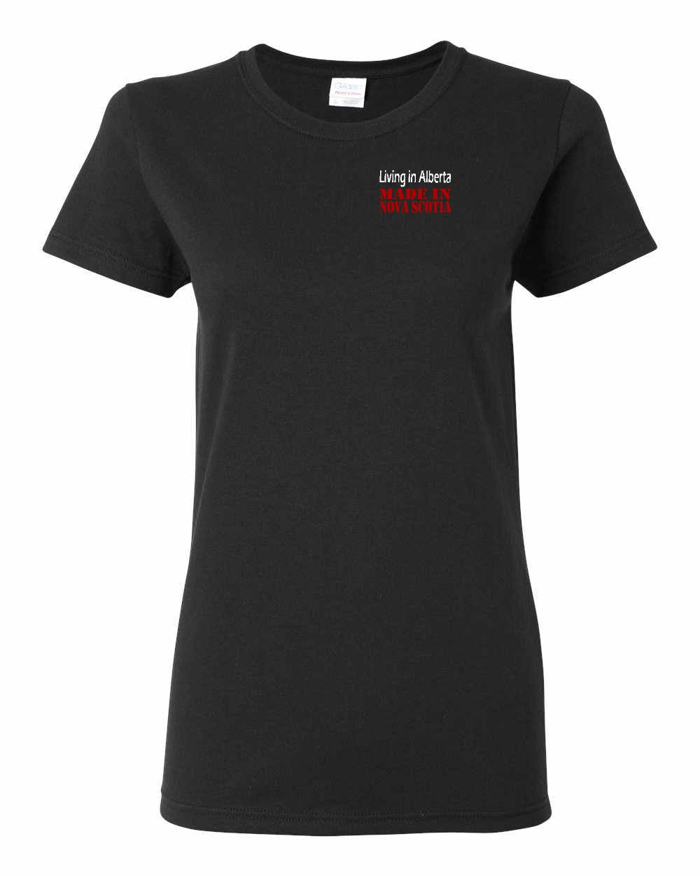 Living Alberta Made in Nova Scotia Left Chest womens-tee