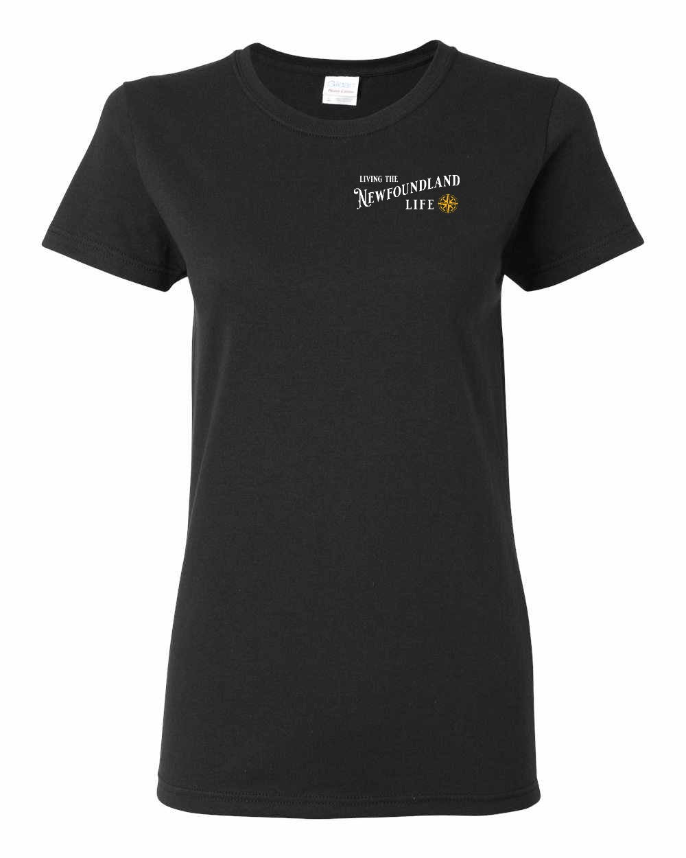 Living the Newfoundland Life yellow Left Chest Women's Tee