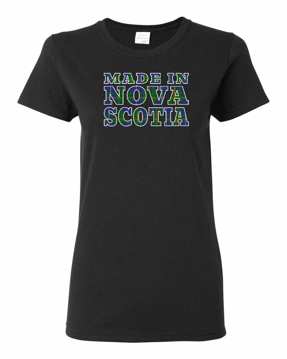 Made In Nova Scotia ( Tartan Lettering) Full womens-tee