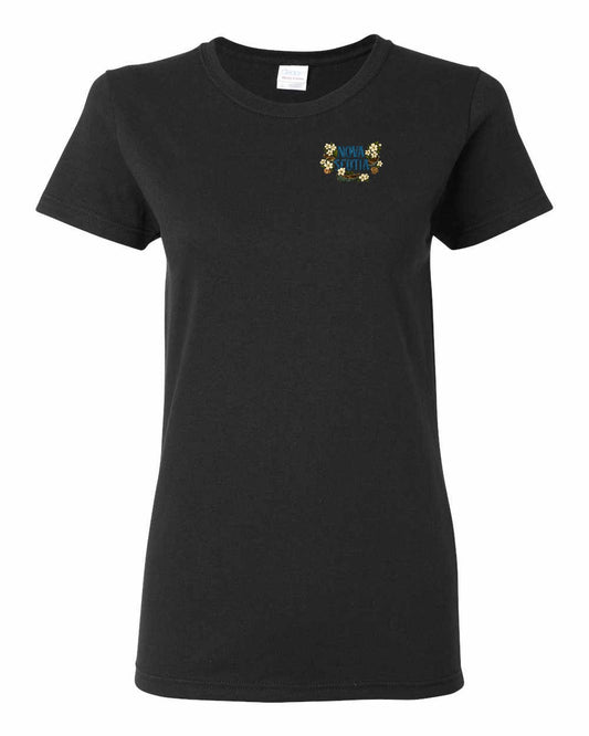 Nova Scotia Flowers Left Chest and Back womens-tee