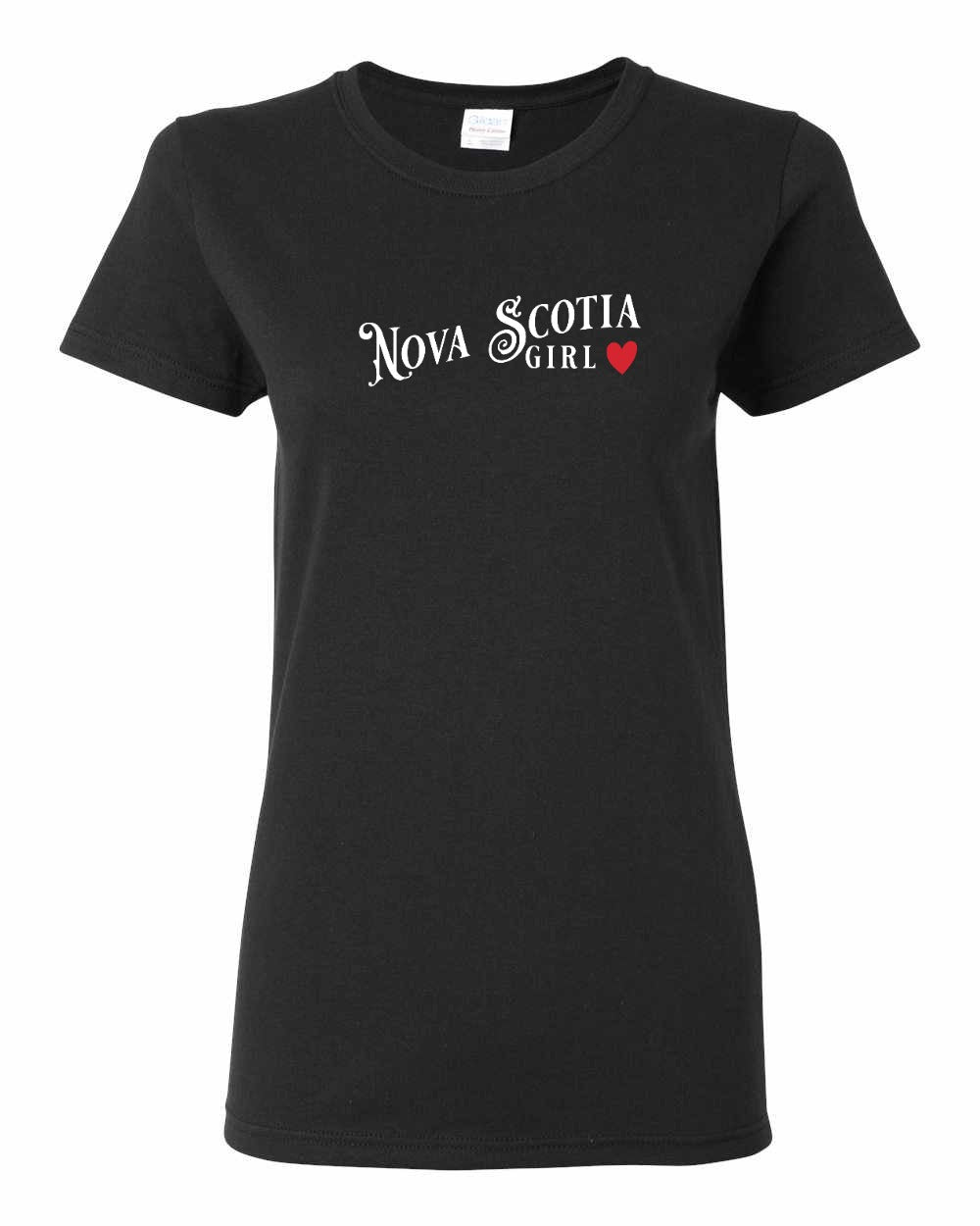 Nova Scotia Girl Red Heart Full womens-tee