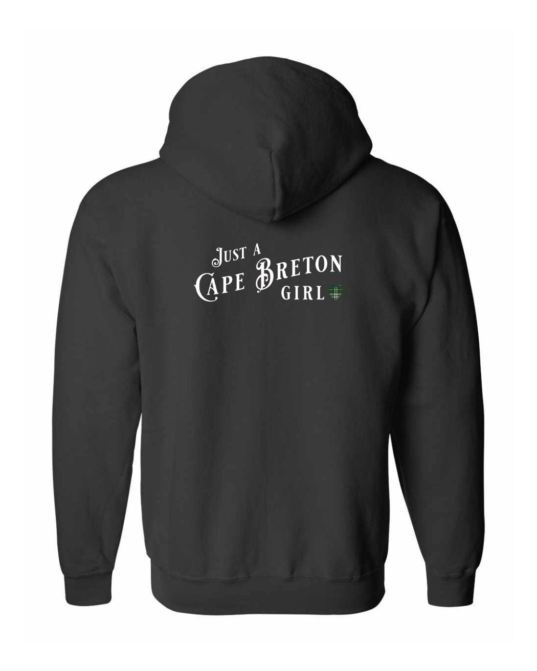 Just a Cape Breton Girl Tartan Left Chest and Back Zip Hoodie