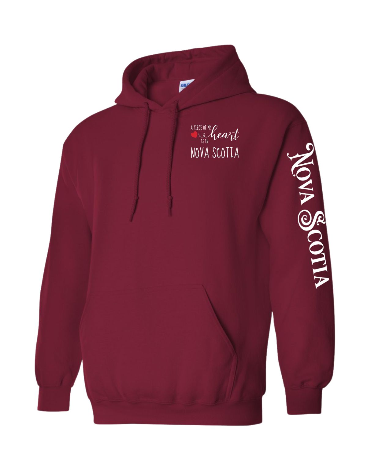 A piece of my heart is in Nova Scotia ( Red Heart ) Left Chest and Sleeve Pullover Hoodie