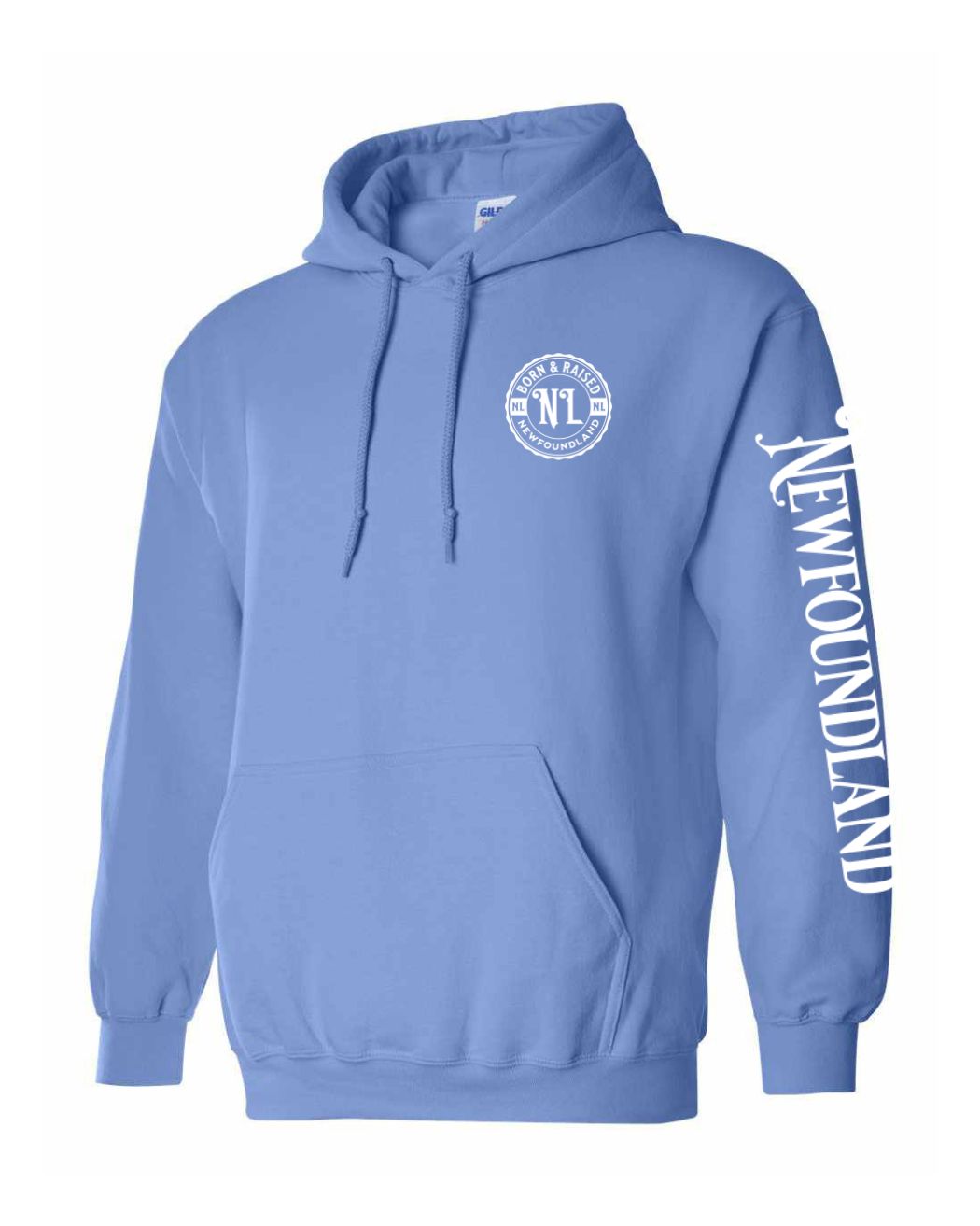 Born and Raised Newfoundland Left Chest and Sleeve Pullover Hoodie