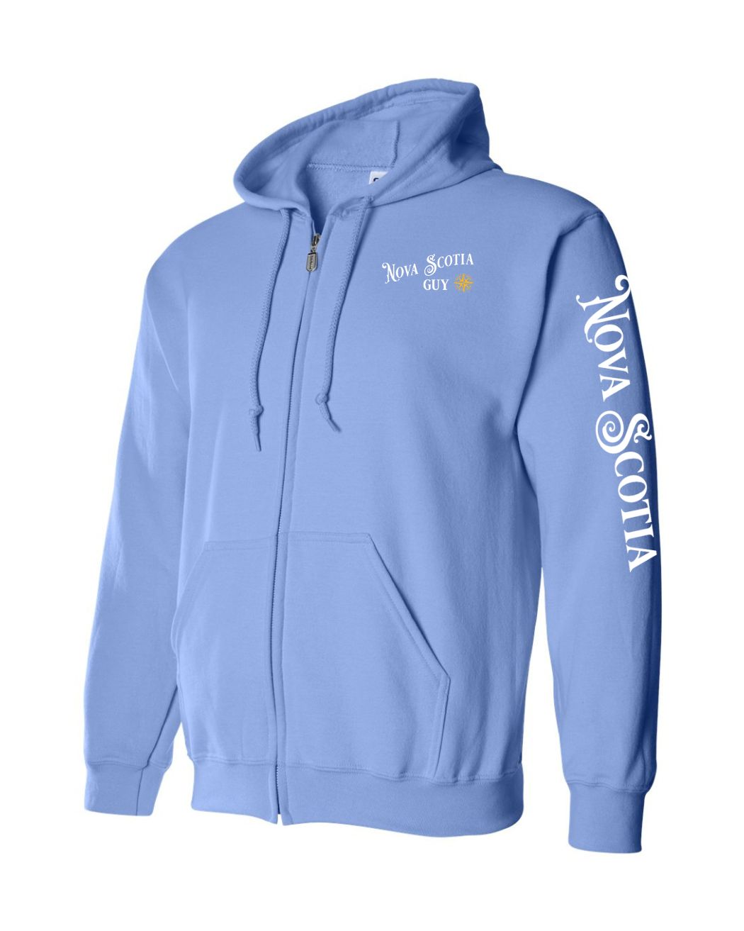 Nova Scotia Guy Yellow Compass Left Chest and Sleeve Zip Hoodie