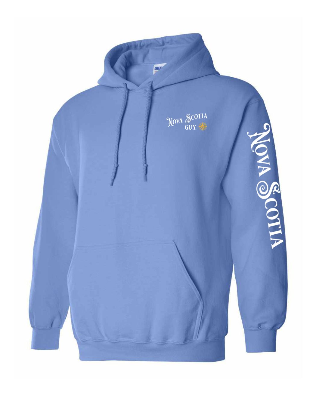 Nova Scotia Guy Yellow Compass Left Chest and Sleeve Pullover Hoodie