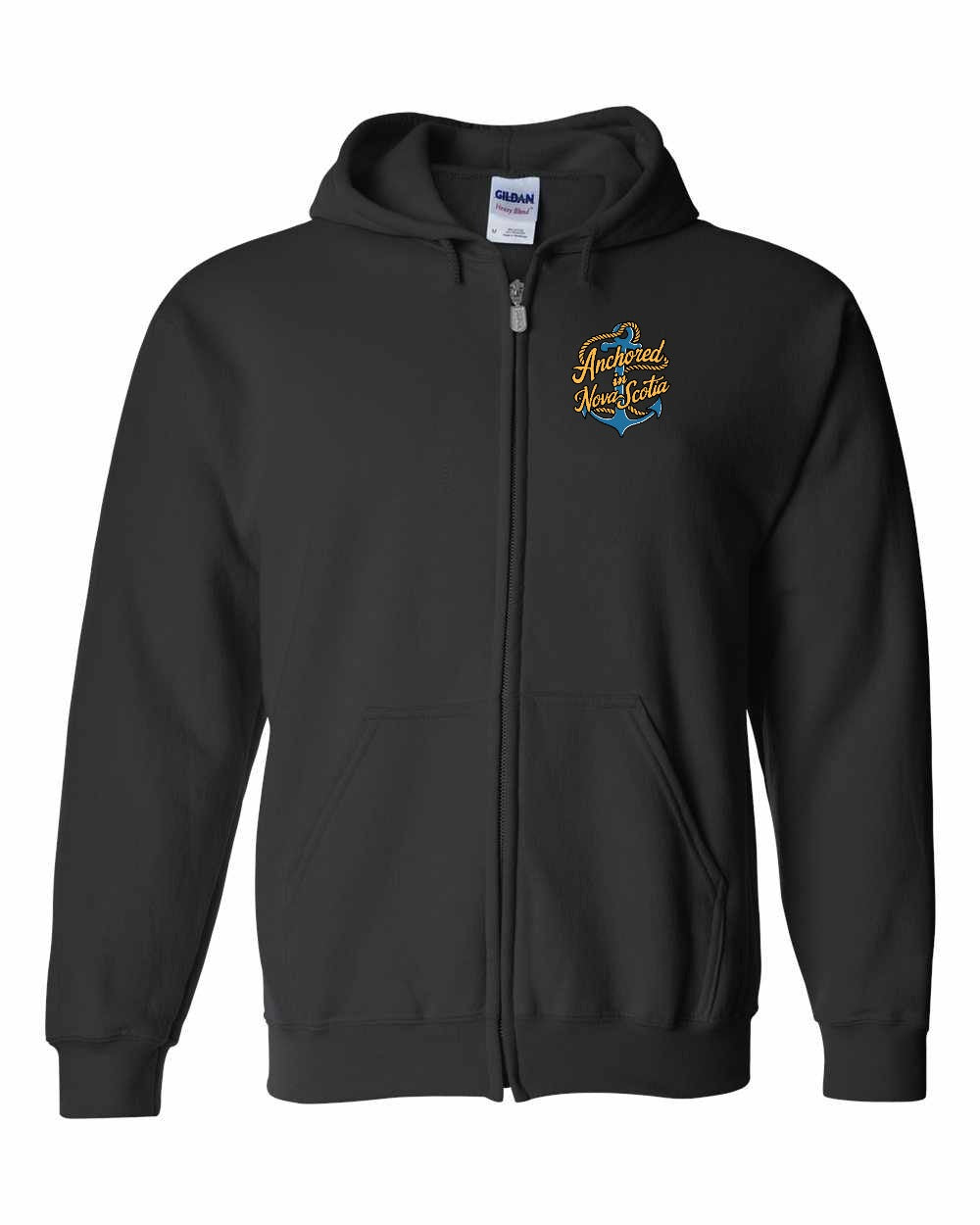 Anchored in Nova Scotia (New Design) Left Chest and Back zip-hoodie
