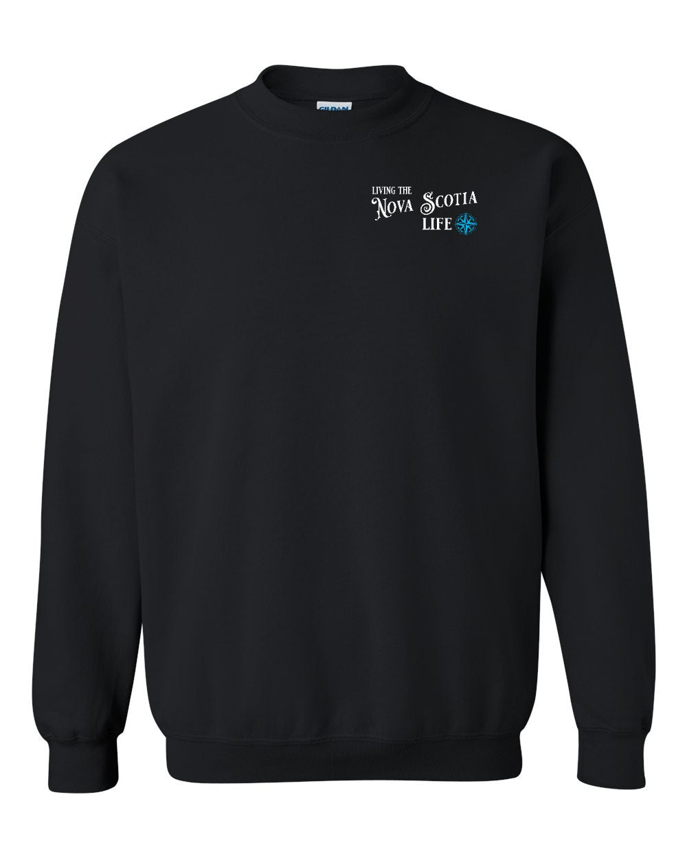 Living the Nova Scotia Life blue Left Chest crew-neck
