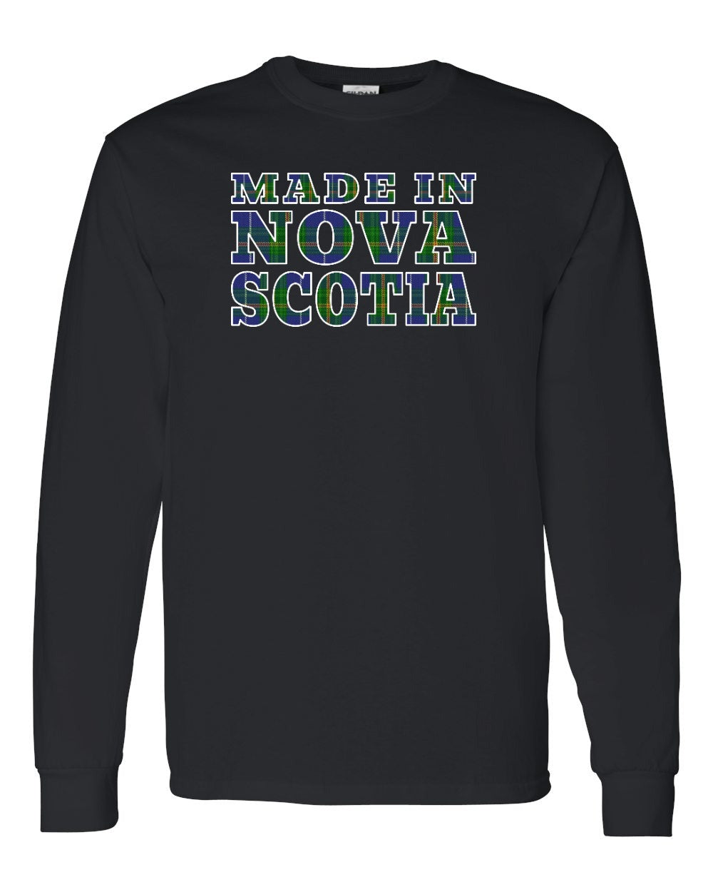 Made In Nova Scotia ( Tartan Lettering) Full Long Sleeve Tee