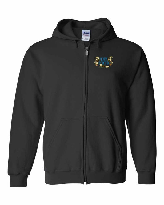 Nova Scotia Flowers Left Chest and Back zip-hoodie