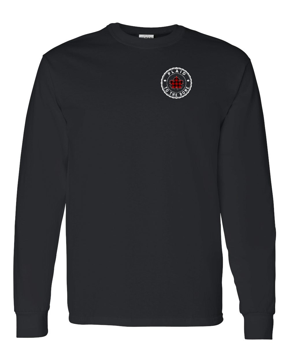 Plaid to the Bone Circle Leaf Left Chest Long Sleeve