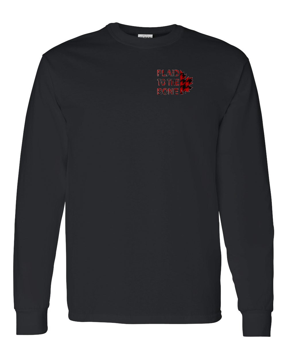 Plaid to the Bone Stacked Leaf Left Chest and Back Long Sleeve