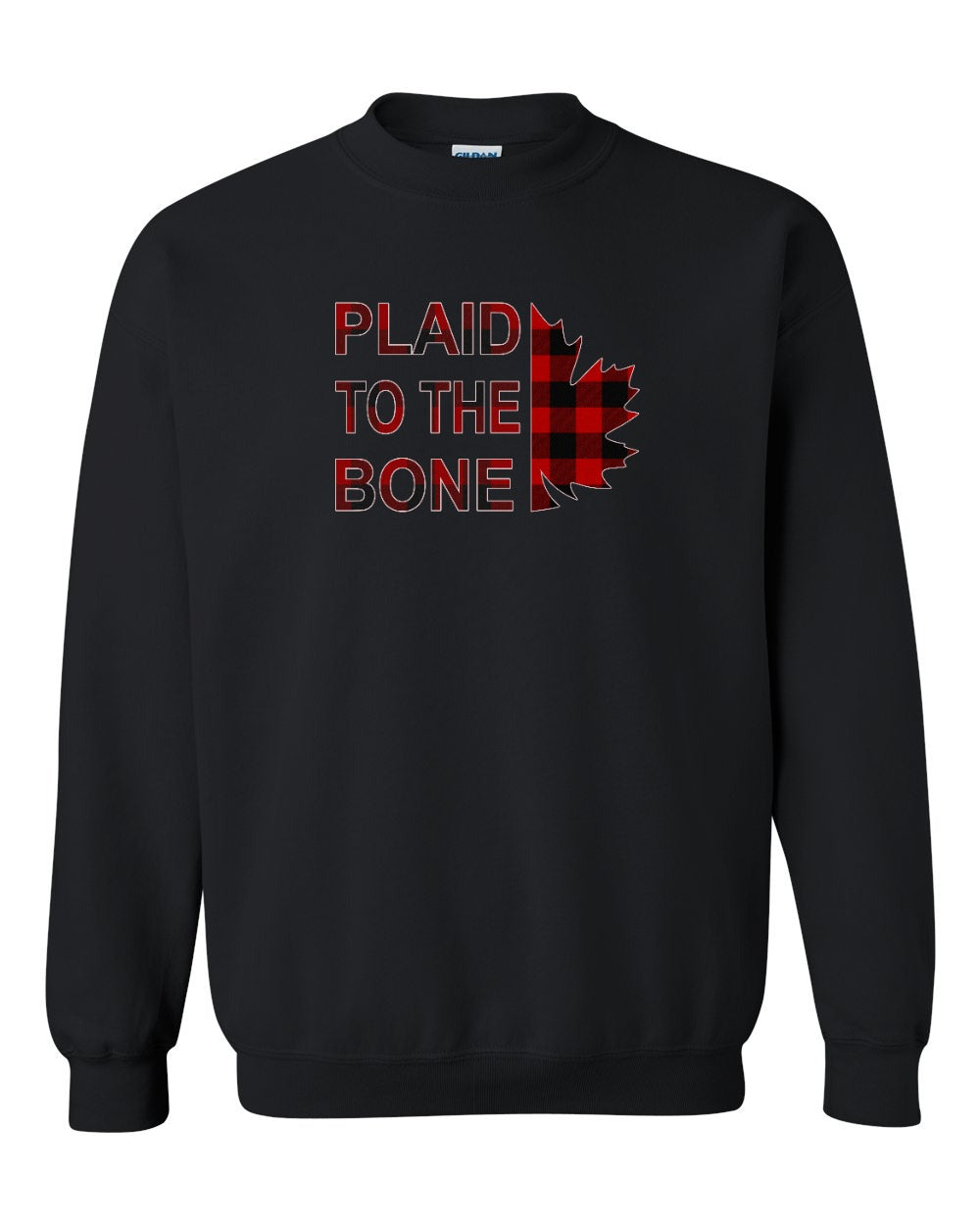 Plaid to the Bone Stacked Leaf Full Crewneck