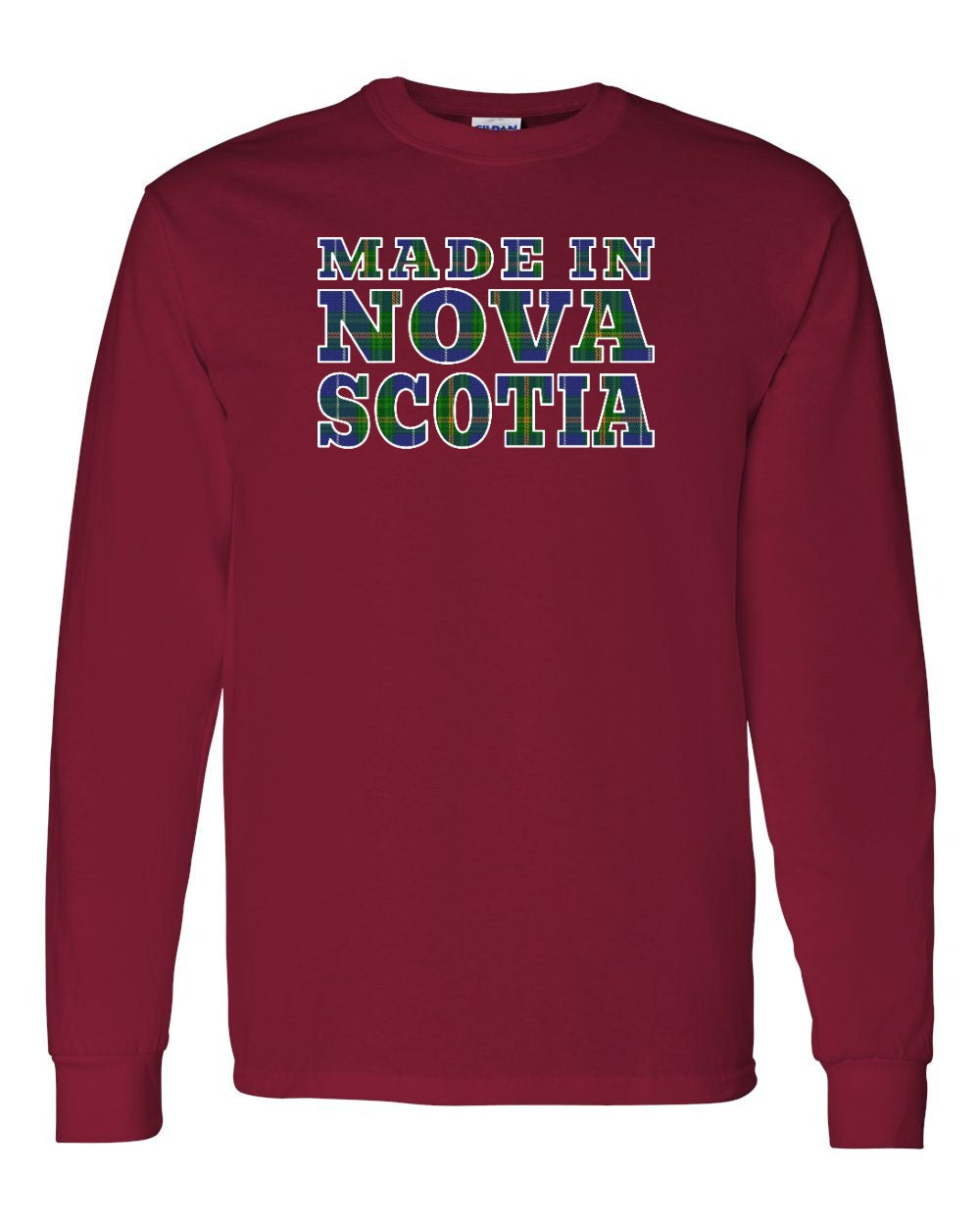 Made In Nova Scotia ( Tartan Lettering) Full Long Sleeve Tee