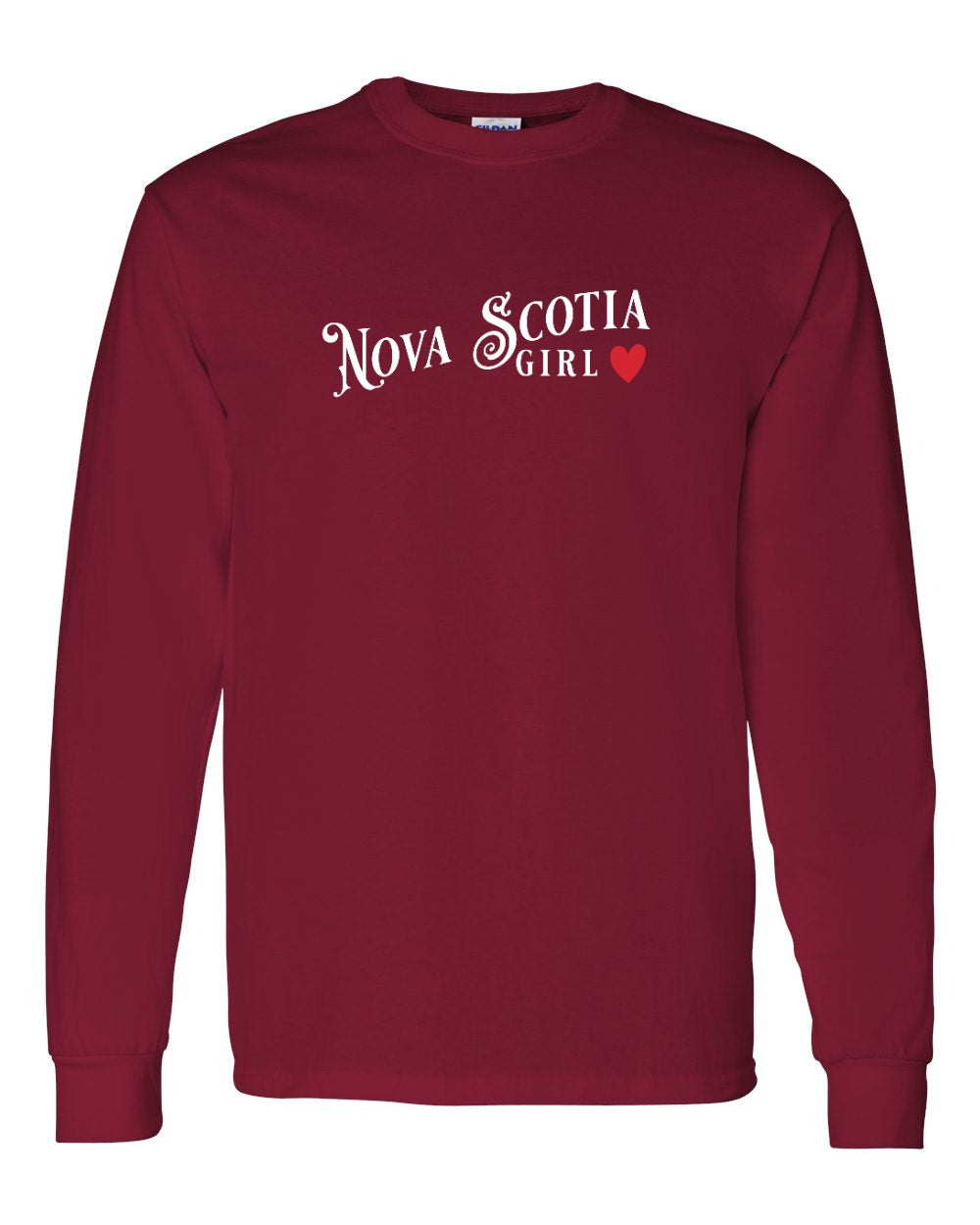 Nova Scotia Girl Red Heart Full Long Sleeve Tee