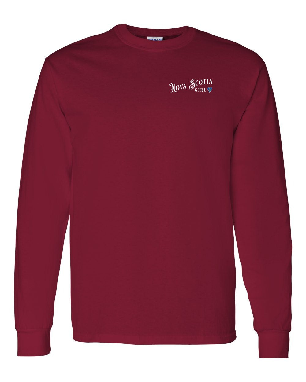 Nova Scotia Girl Tartan Heart Left Chest Long Sleeve Tee