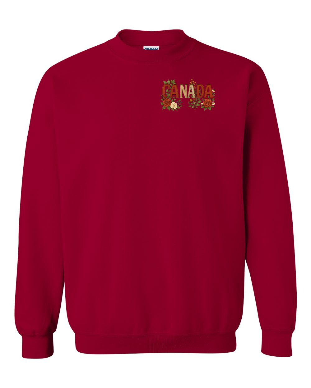 Canada Flowers Left Chest and Back Crewneck