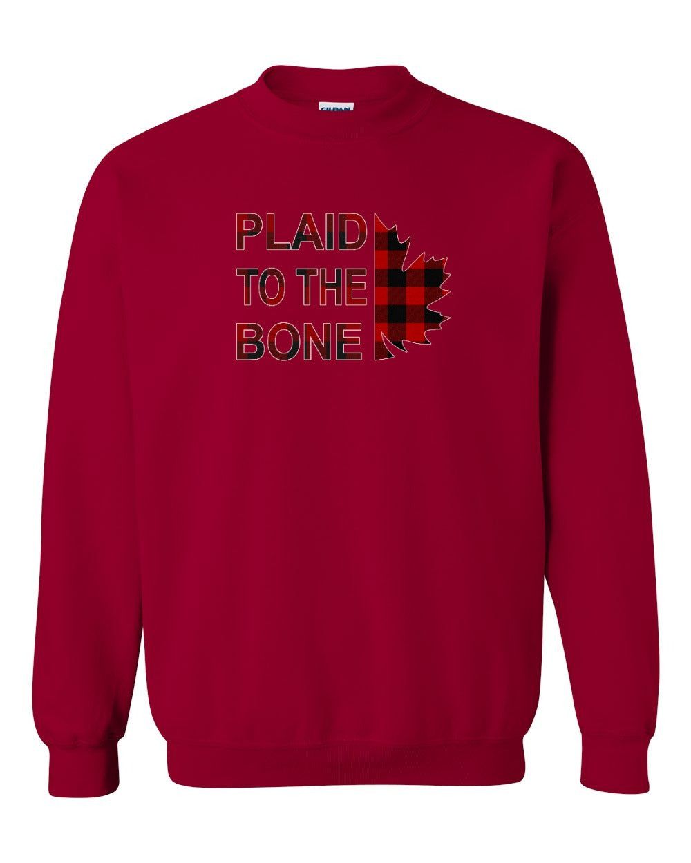 Plaid to the Bone Stacked Leaf Full Crewneck
