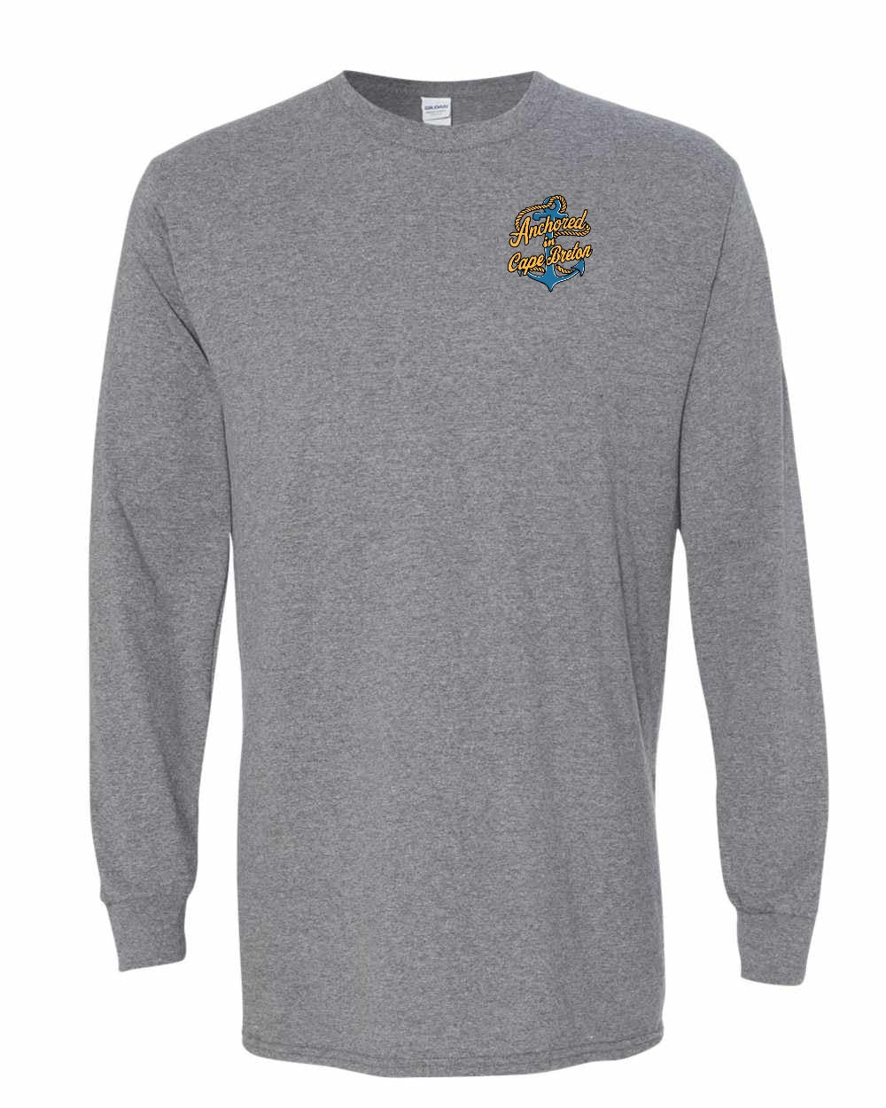 Anchored in Cape Breton (New Design) Left Chest Long Sleeve Tee