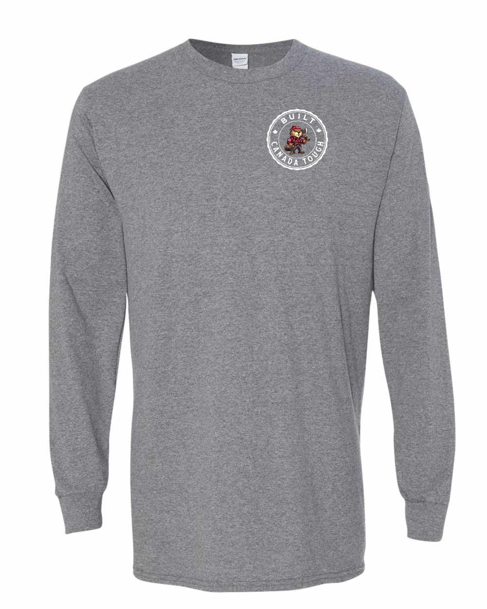 Built Canada Tough Male Beaver Left Chest and Back Long Sleeve