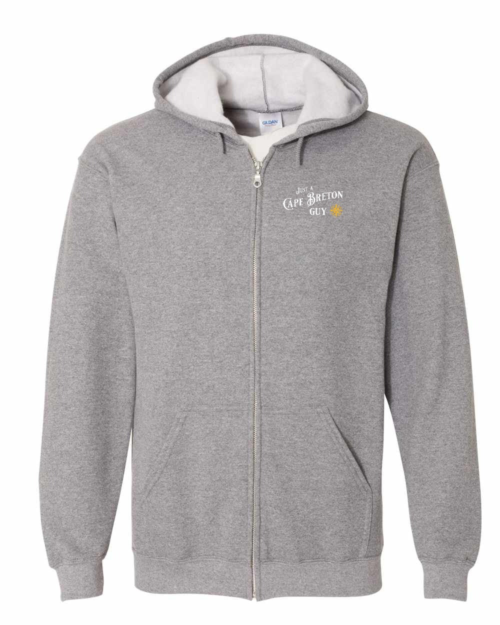 Just a Cape Breton Guy yellow Left Chest Zip Hoodie
