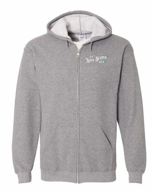 Just a Nova Scotia Guy blue Left Chest zip-hoodie