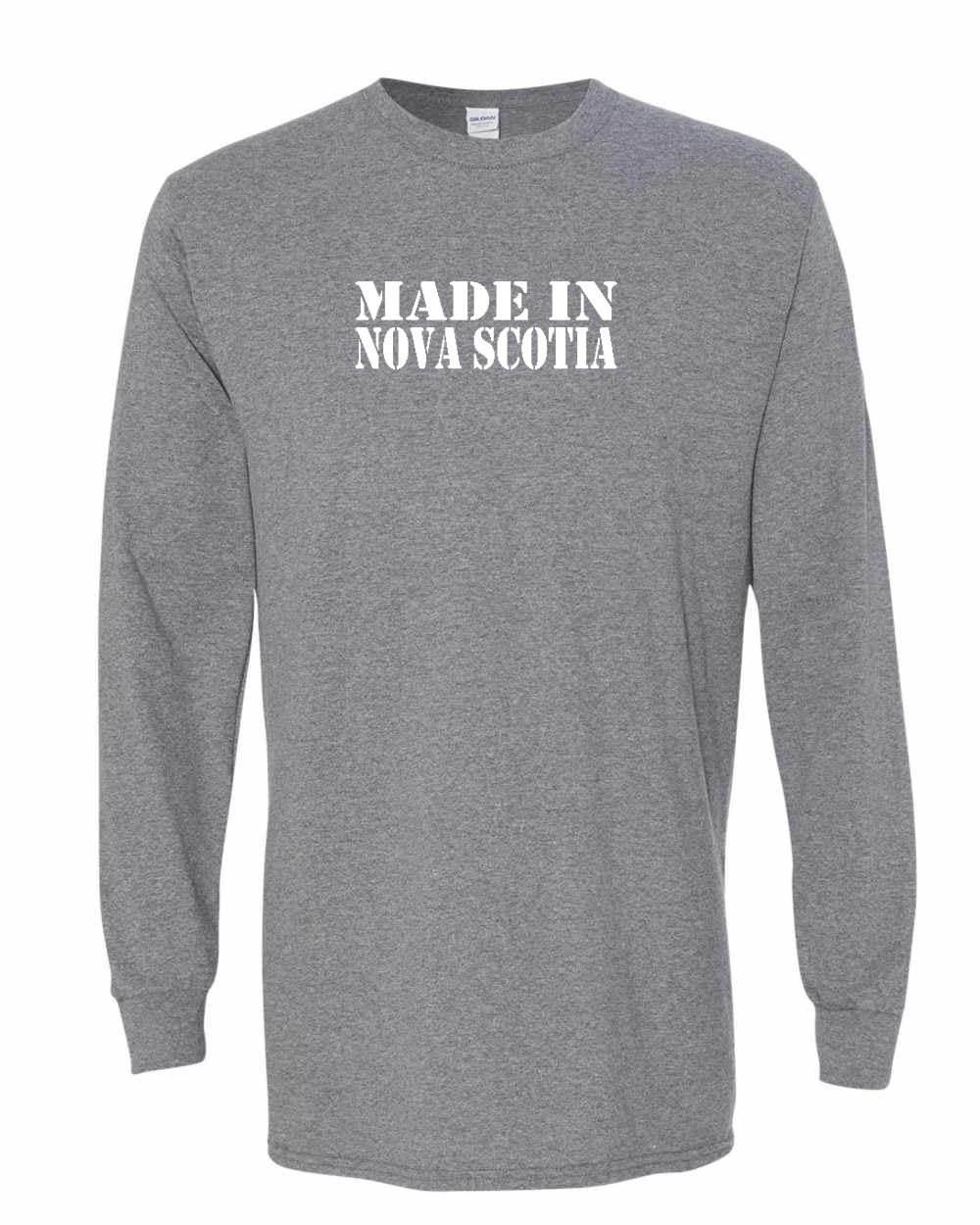 Made In Nova Scotia ( White Lettering) Full Long Sleeve Tee